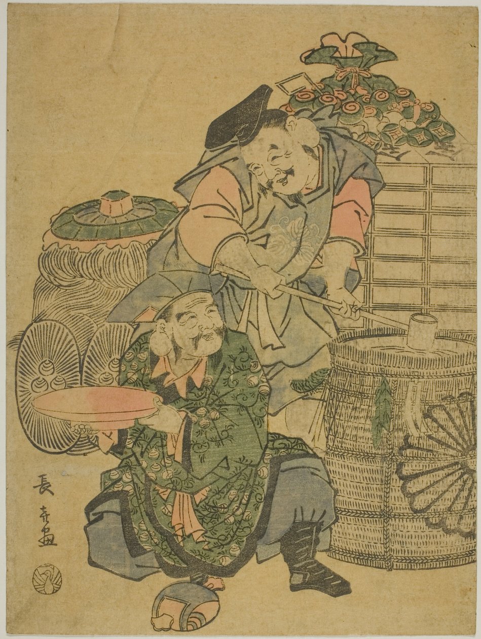 Ebisu e Daikokuten com degustação de saqué de Eishōsai Chōki
