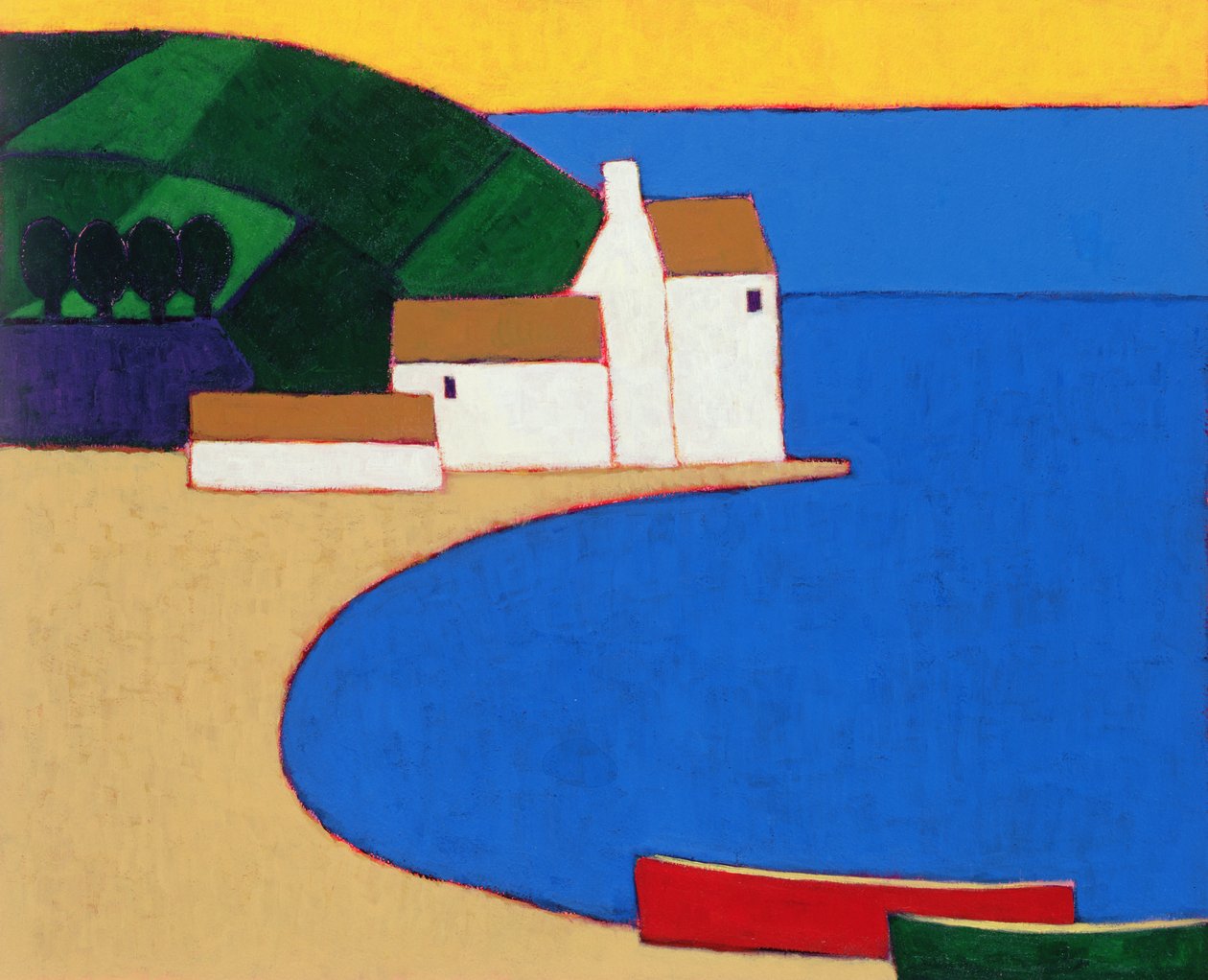 Baía no sul da Bretanha, 2004 (acrílico sobre papel) de Eithne Contemporary Artist Donne