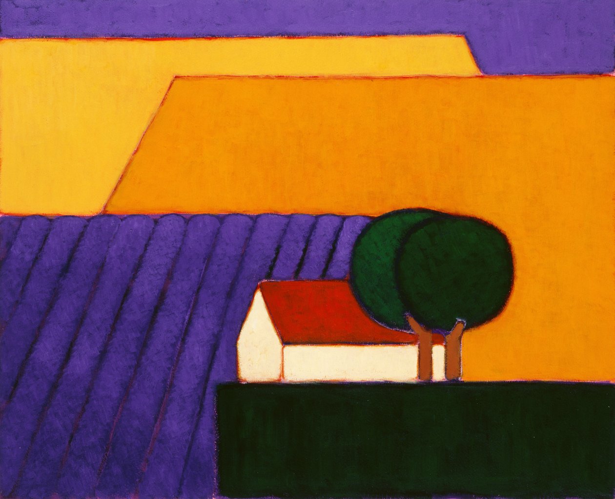Lavender Field, Provence, 2004 (acrílico sobre papel) de Eithne Contemporary Artist Donne