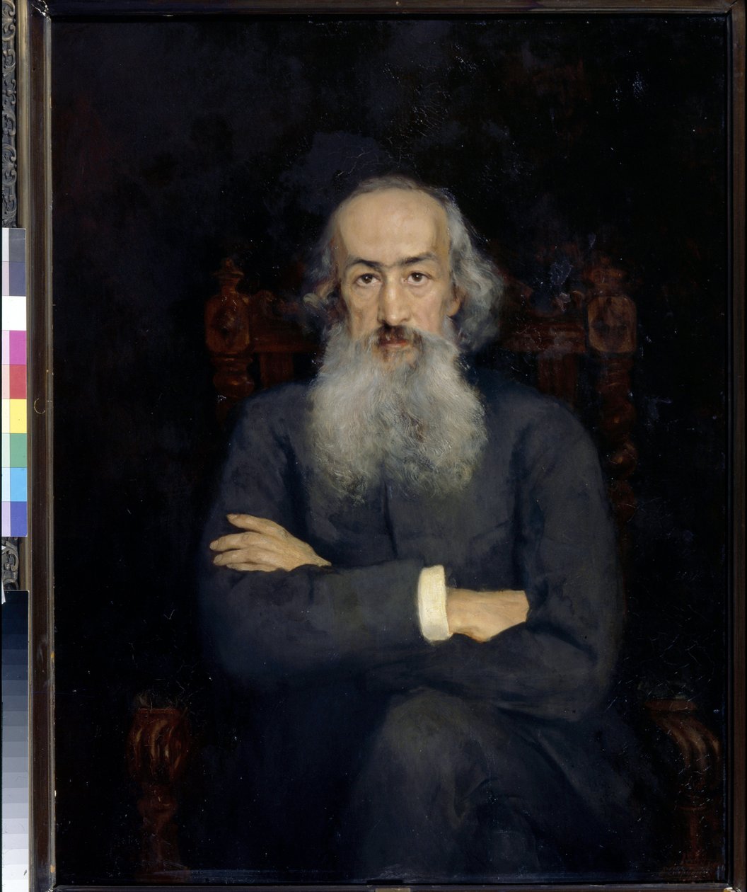 Retrato do historiador Constantin Bestushev Rizumin (Bestushev-Rizumin) (1829-1897) - Pintura de Ekaterina Sergeevna Zarudnaya Kavos (1862-1918), óleo sobre tela (101x79 cm) de Ekaterina Sergeevna Zarudnaya Kavos