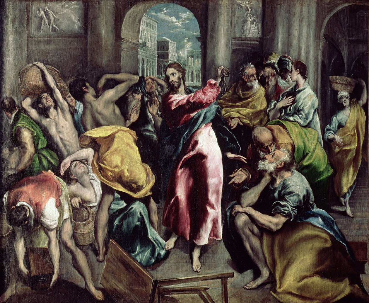Cristo dirigindo os comerciantes do templo, c.1600 (para detalhes, ver 26048) de El Greco