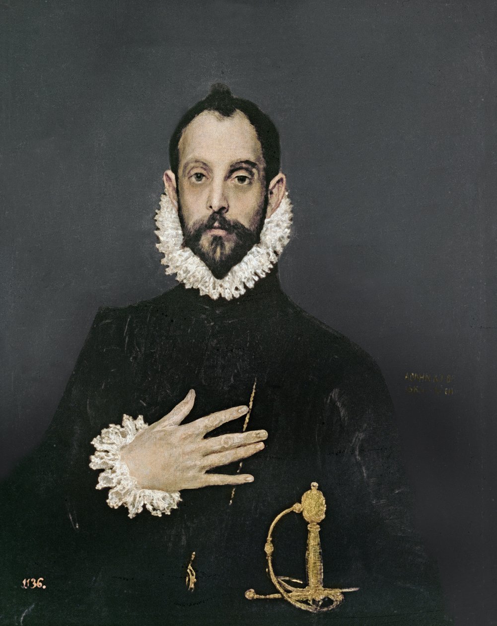 Cavalheiro com a mão no peito, c.1580 de El Greco