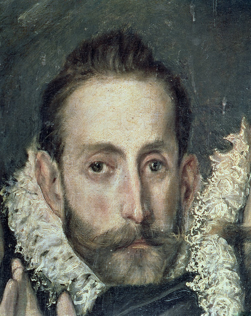 Auto-retrato, detalhe do enterro do Conde Orgaz, 1586-88 de El Greco
