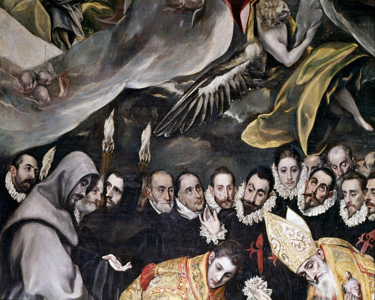 O Enterro do Conde Orgaz, de uma lenda de 1323, detalhe, 1586-88 de El Greco