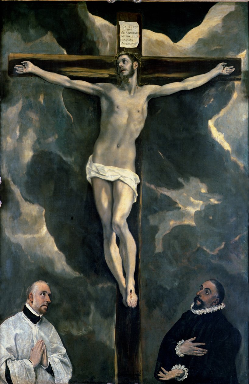 A Crucificação com Dois Doadores, c.1580 de El Greco