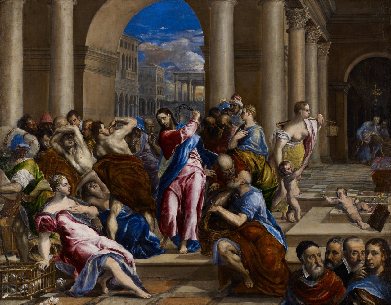 Cristo expulsando do templo os cambistas, c.1570 (óleo sobre tela) de El Greco