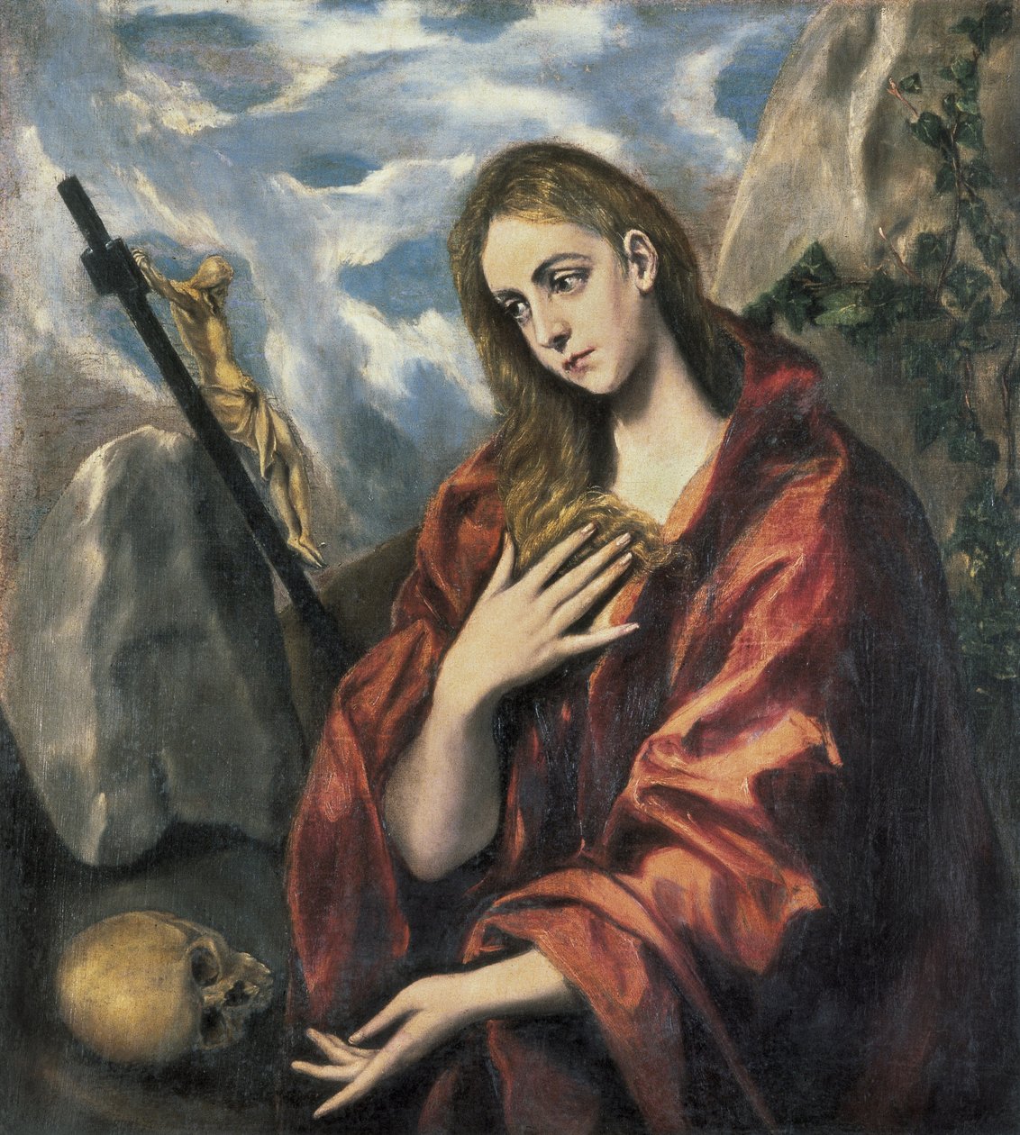Mary Magdalen em Penitência. 1585-1590 (óleo sobre tela) de El Greco