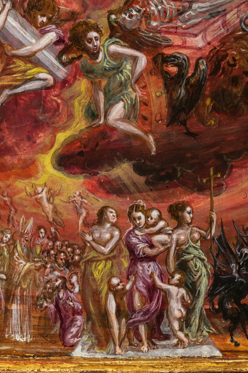Altar portátil: painel central representando uma alegoria do Cavaleiro Cristão, detalhe de 2384586 (tempera grassa no painel) de El Greco
