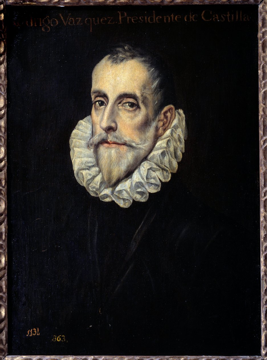 Retrato de Rodrigue Vazquez, Presidente do Conselho de Finanças e Pintura de Castela de Domenikos Theotokopoulos dit El Greco (1541-1614) Sol do século XVI. 0,66x0,4m. Madrid, Museu do Prado de El Greco