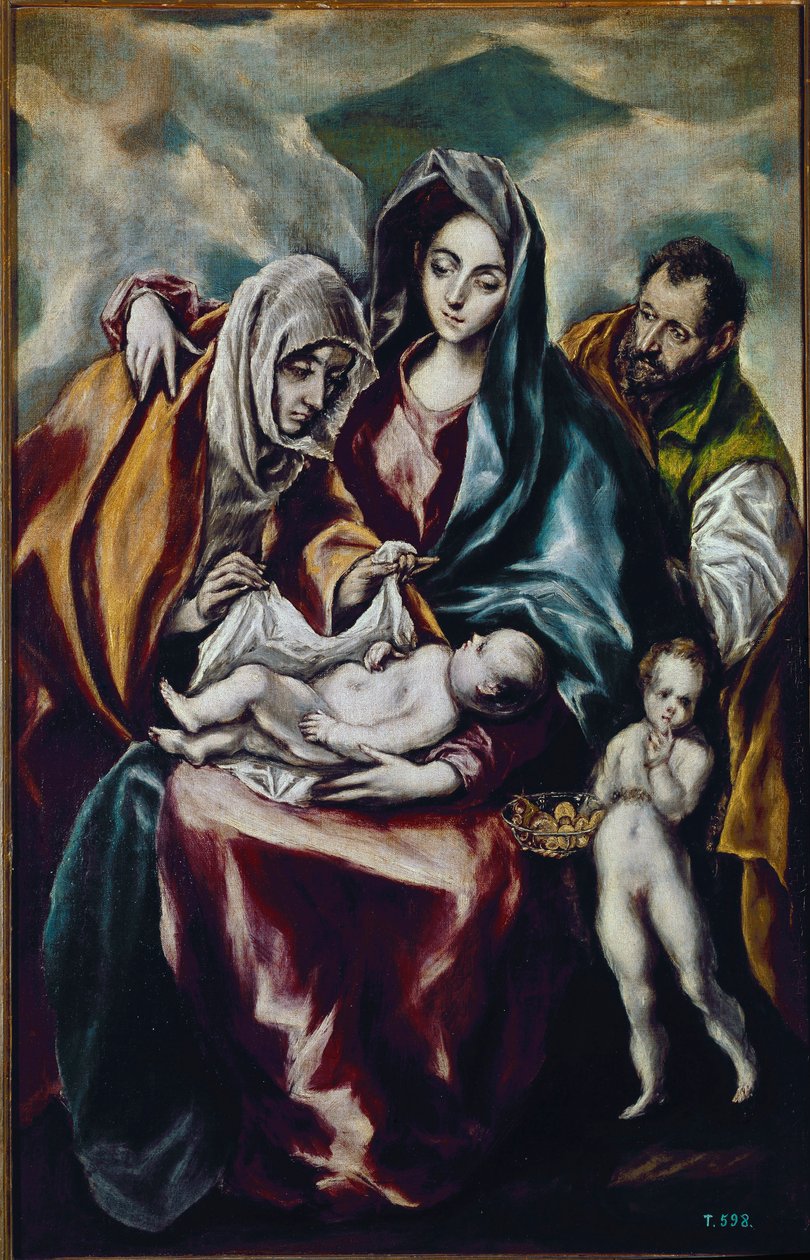 Virgem e Criança (a Sagrada Família com São João Batista e Santa Ana) (óleo sobre tela de El Greco