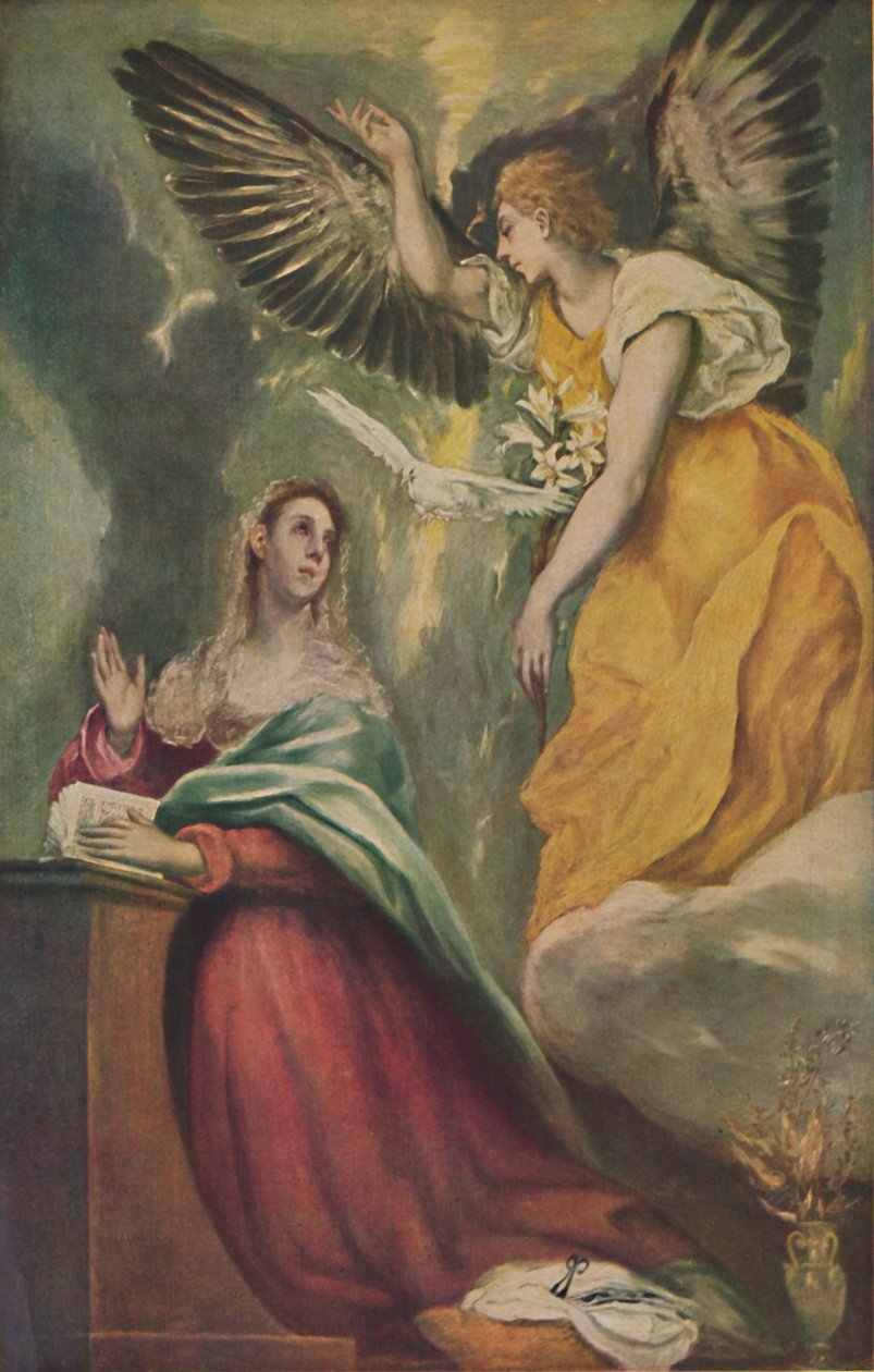 Maria Verkündigung, Anunciação, C1595 - 1600, 1938 de El Greco