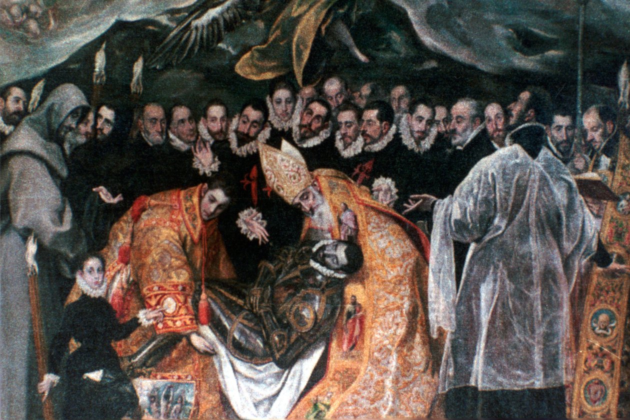 Detalhe do enterro do conde Orgaz, 1586-1588 de El Greco