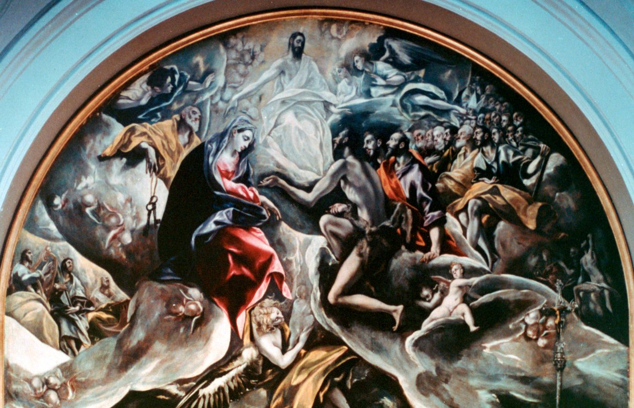 Detalhe do enterro do conde Orgaz, 1586-1588 de El Greco