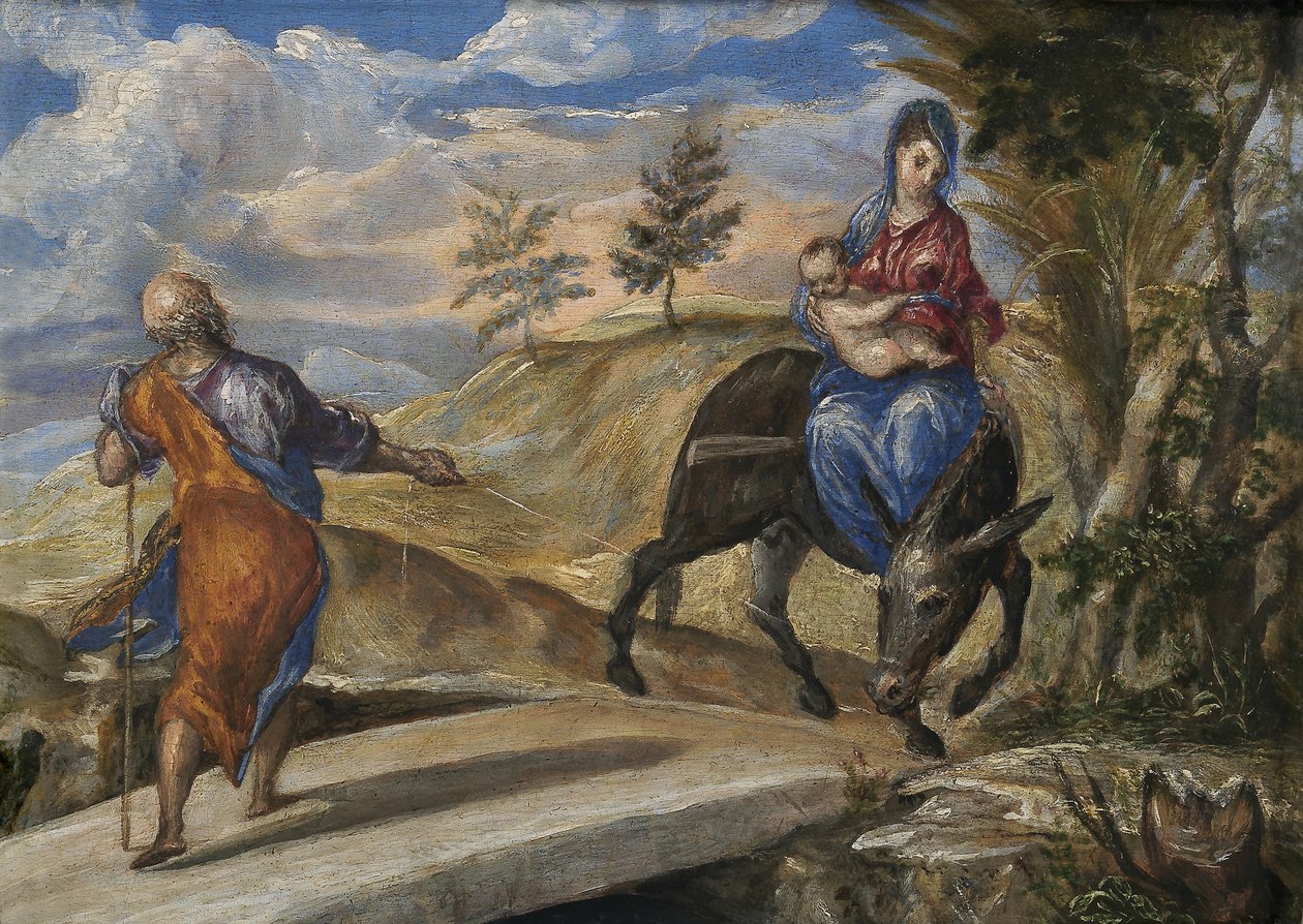 A fuga para o Egito, c. 1570 de El Greco