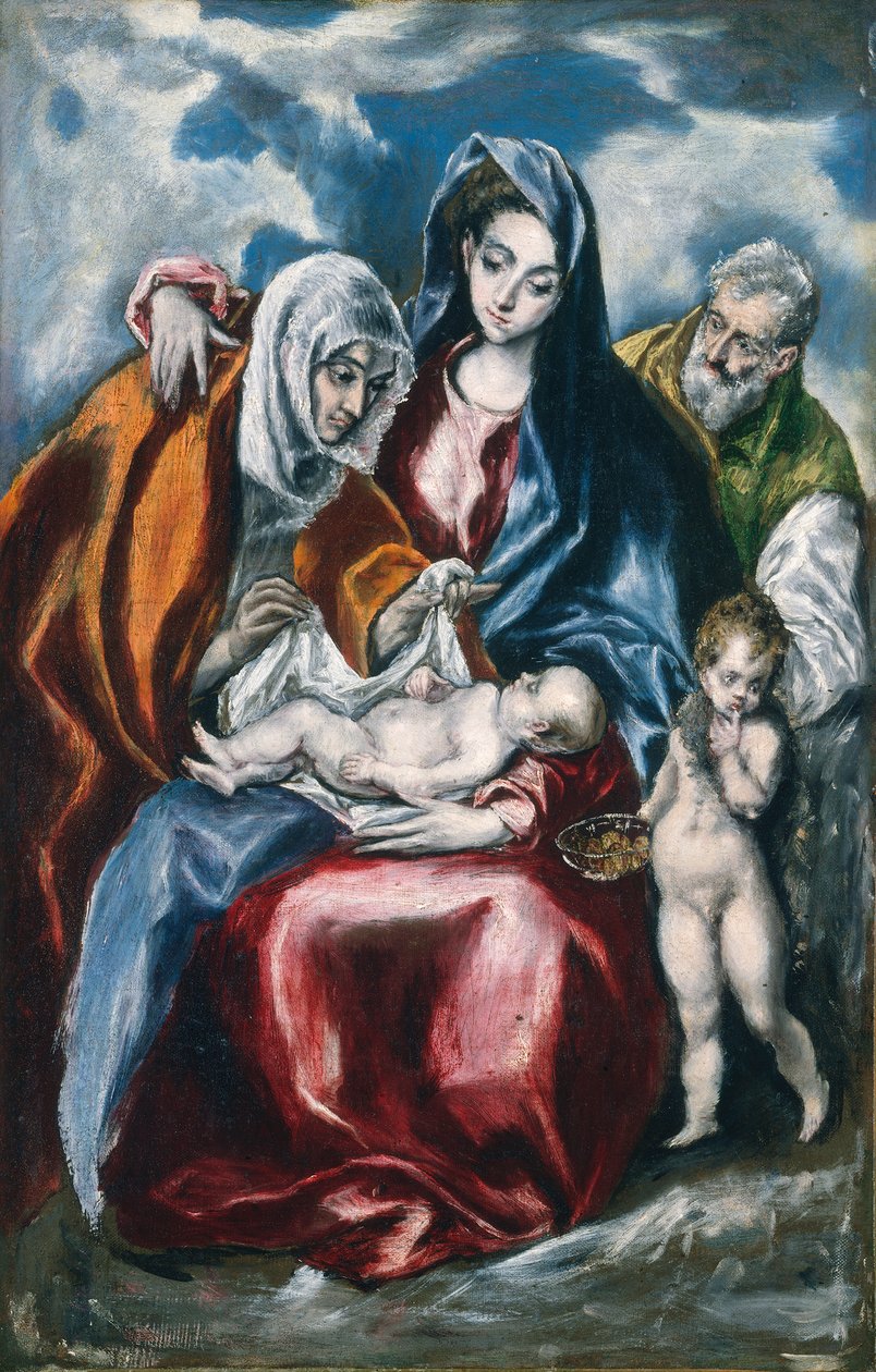 A Sagrada Família com Santa Ana e o Infante João Batista, c.1595-1600 de El Greco