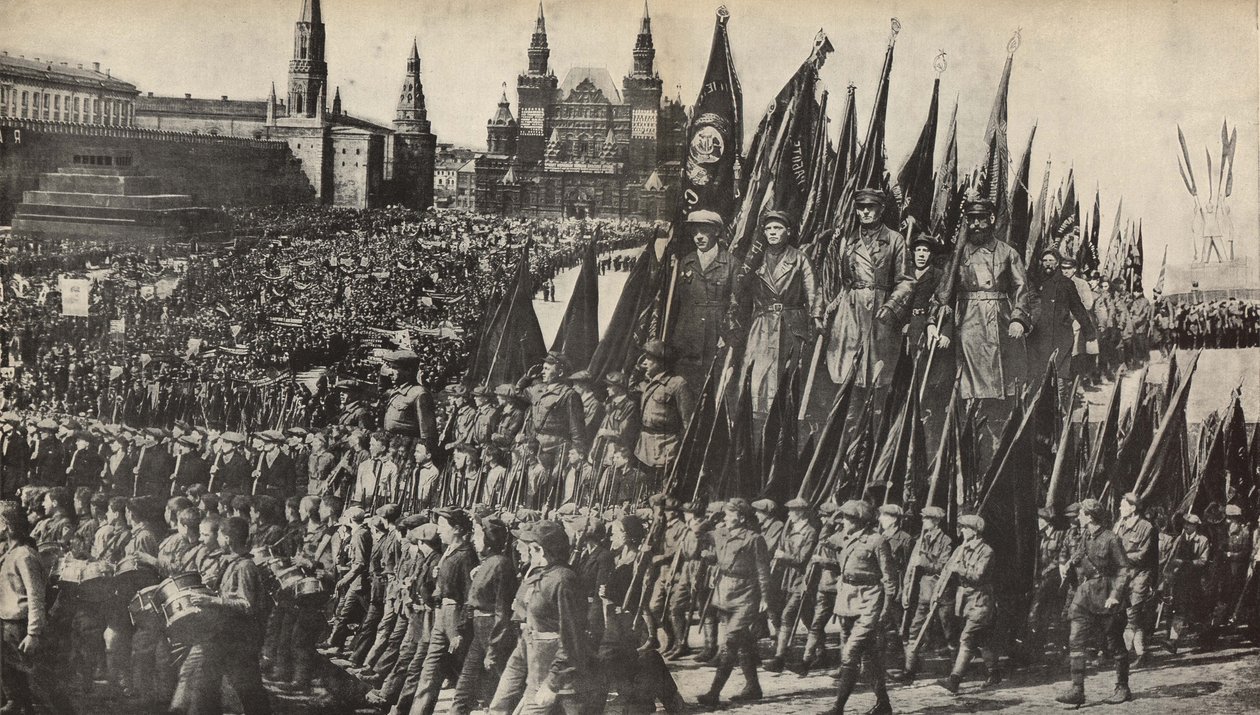 Ilustração da URSS Builds Socialism, 1933. de Eliezer Markowich Lissitzky