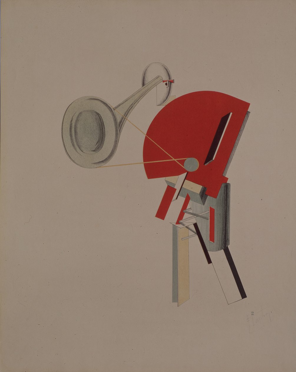 Recitador. Estatueta para a ópera Vitória sobre o sol de A. Kruchenykh, 1920-1921 de Eliezer Markowich Lissitzky