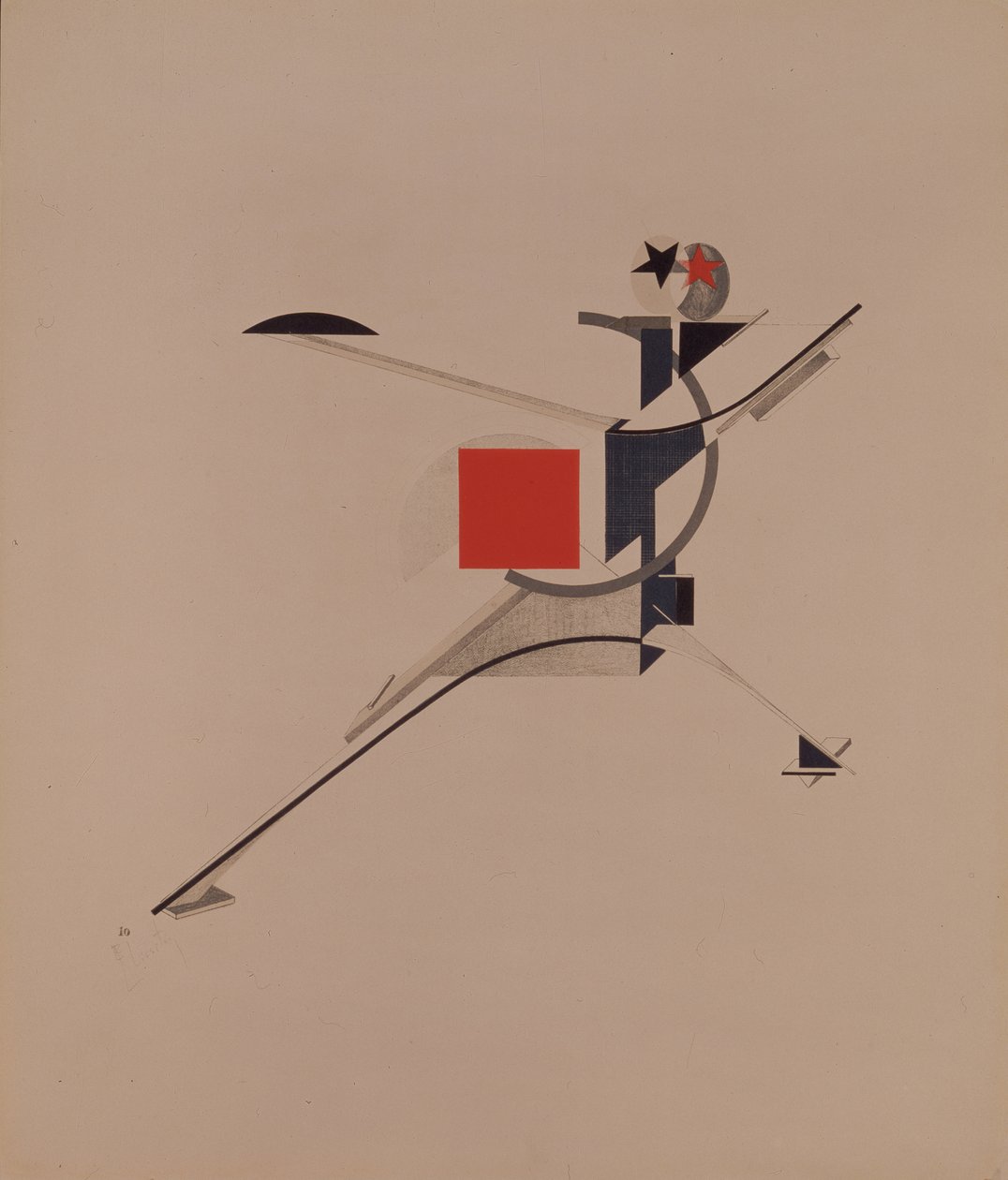 O novo. Estatueta para a ópera Vitória sobre o sol de A. Kruchenykh, 1920-1921 de Eliezer Markowich Lissitzky