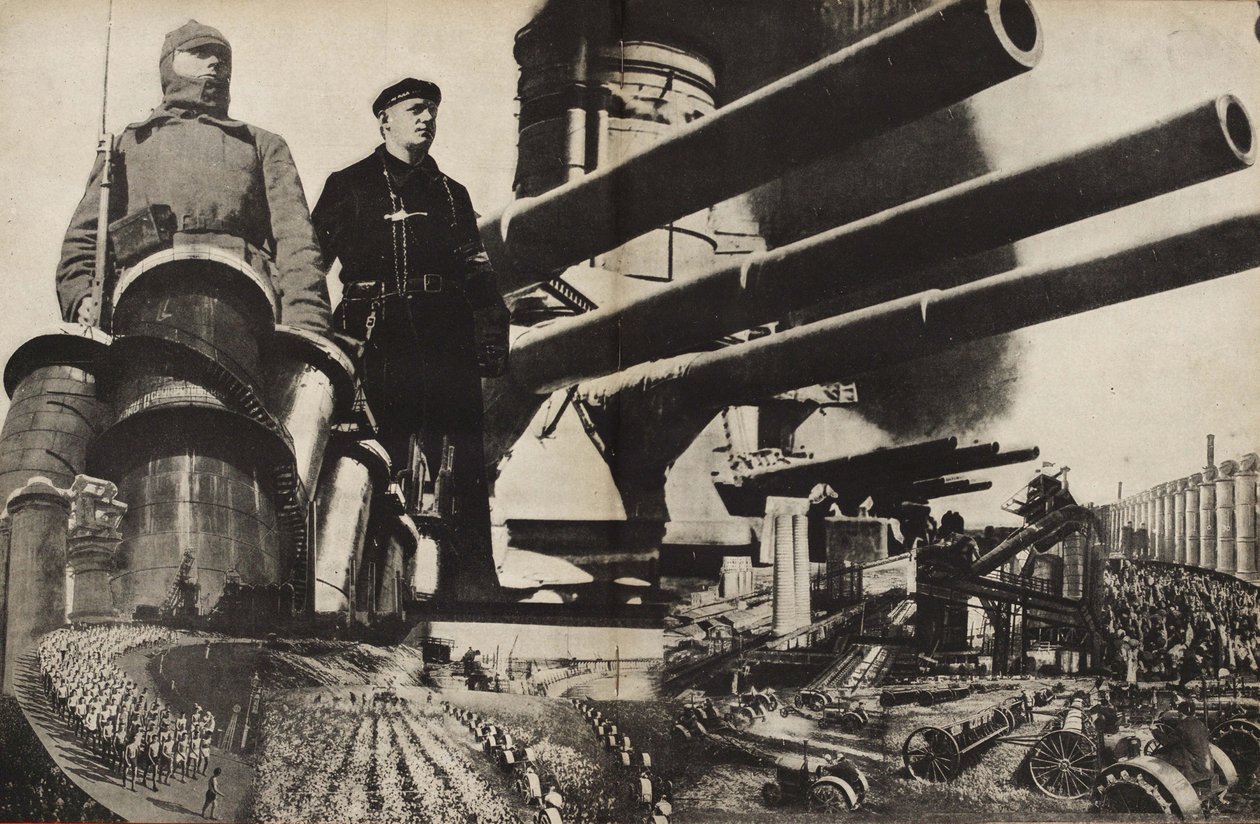 O Exército Vermelho. Ilustração da URSS Builds Socialism, 1933. de Eliezer Markowich Lissitzky