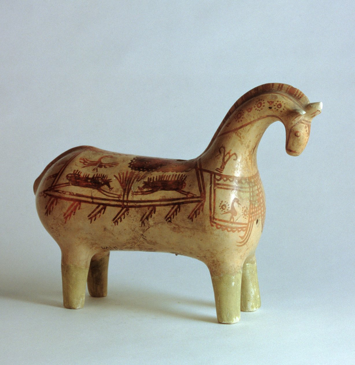 Rhyton pintado a cavalo, de Susa, Irã (argila) de Elamite
