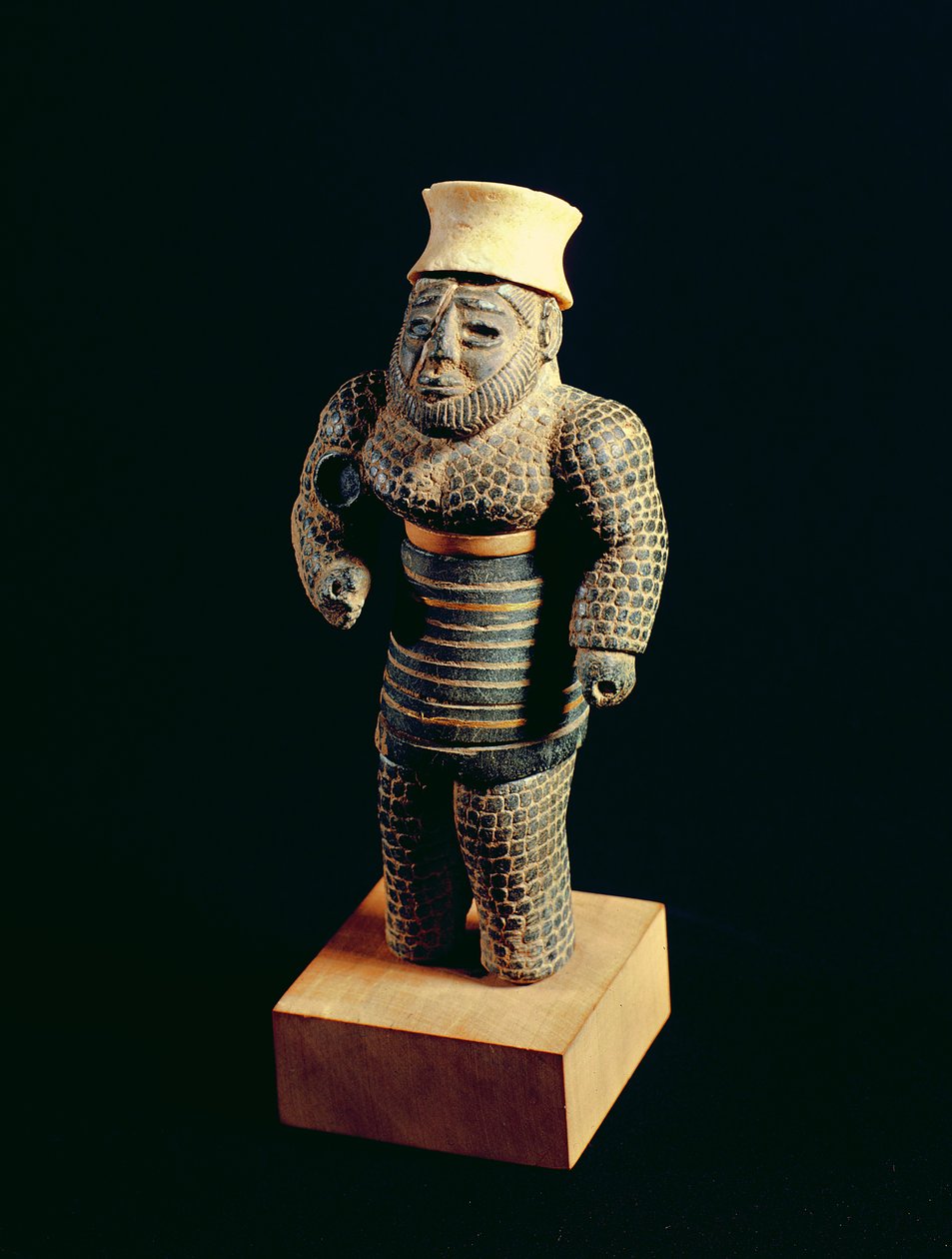 Estatueta de um homem barbudo com bigode, de Susa, sudoeste do Irã mica, ouro e pedra de Elamite