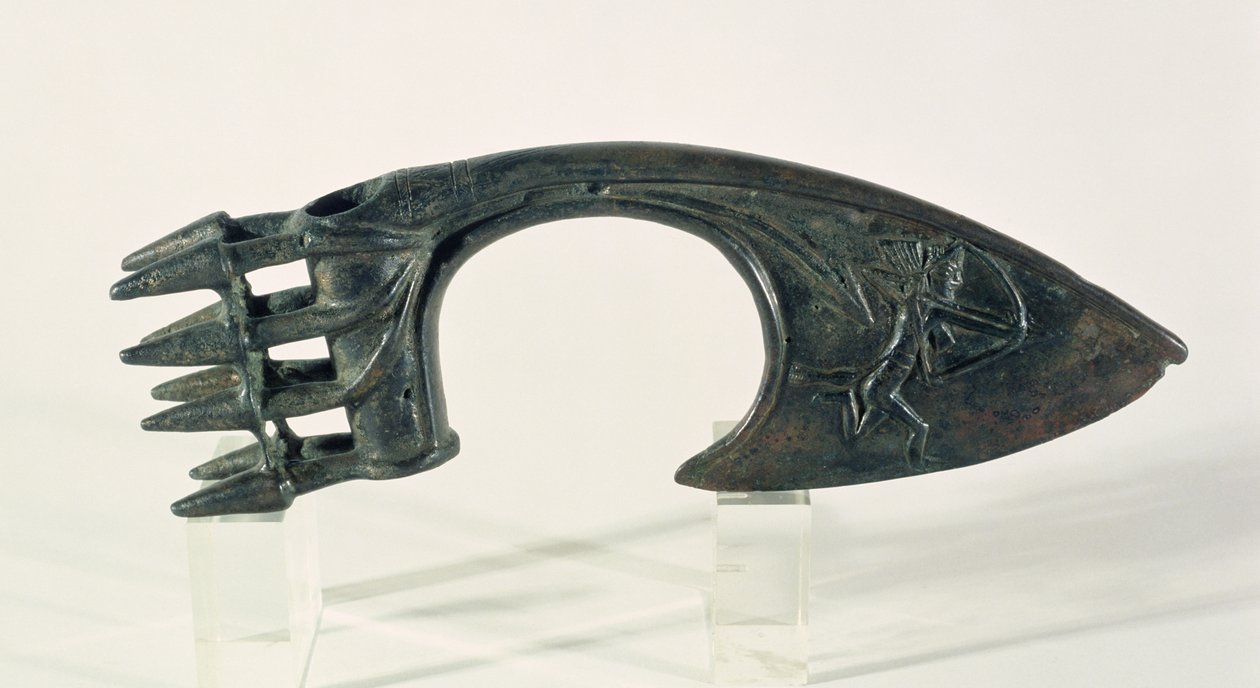 Lâmina de machado representando um arqueiro, possivelmente de Lorestan, Irão, final do 2º ou início do 1º milénio a.C. (bronze) de Elamite