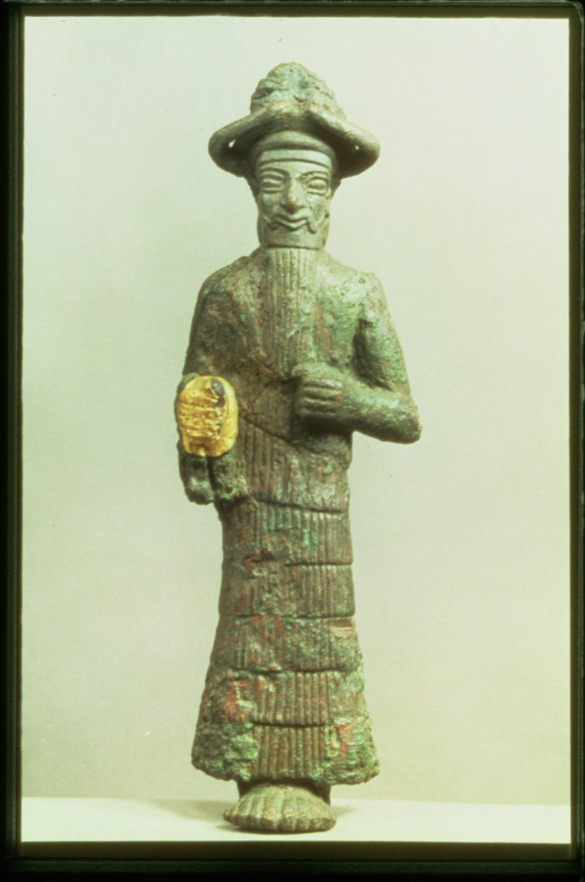 Elamite Deus com Mão de Ouro de Susa, sudoeste do Irão, c.1800-1700BC (bronze e ouro) de Elamite