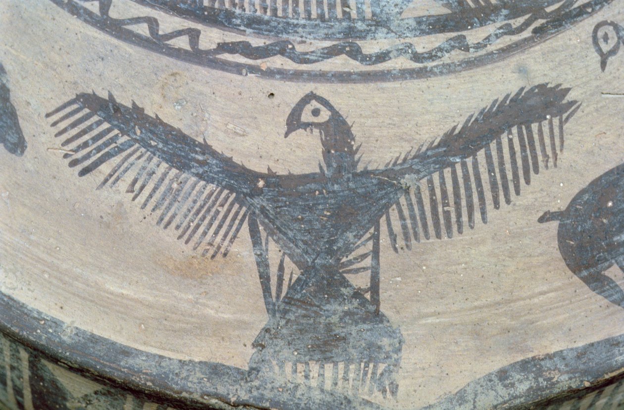 Ave de rapina de asas abertas, da face superior de um grande navio, Fasa ware, c.2000 aC (argila pintada) (detalhe) (ver também 179137) de Elamite