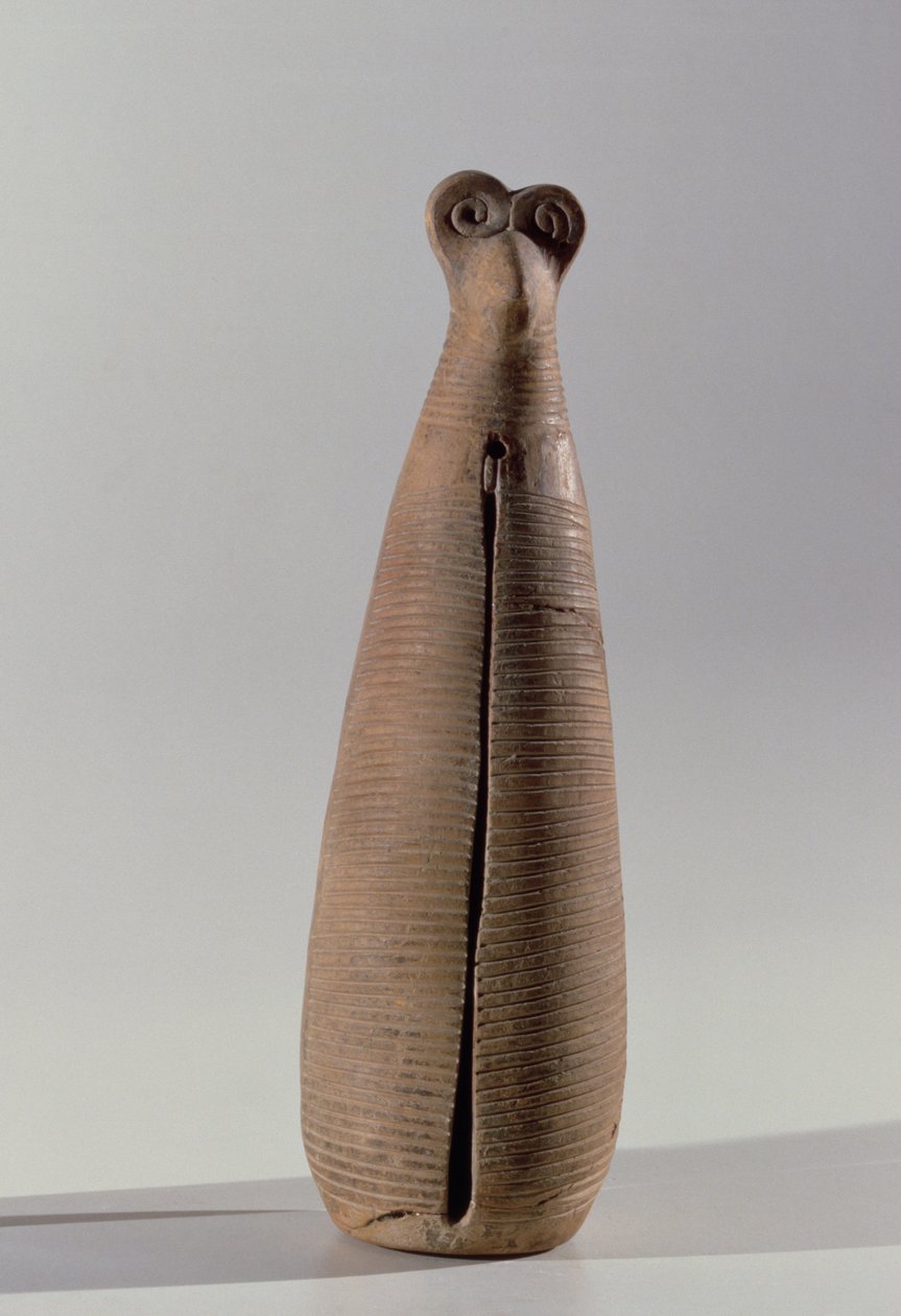 Instrumento de sopro na forma de uma mulher vestida, de Lorestan, Irã, início do primeiro milênio aC (cerâmica) de Elamite