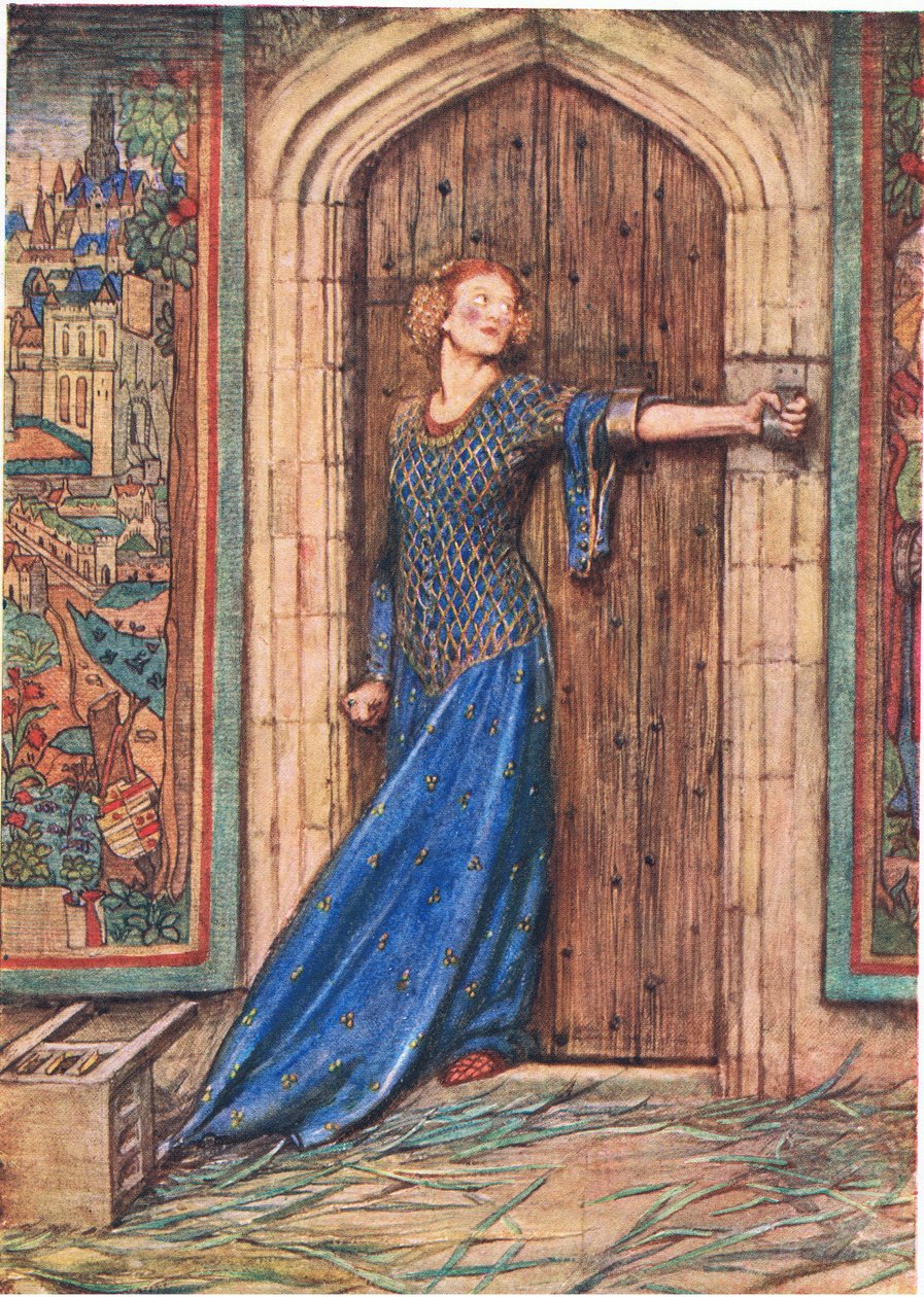 Kate Barless: A Trágica dos Reis: E nenhum bar a não ser o meu braço tinha eu (litho) de Eleanor Fortescue Brickdale