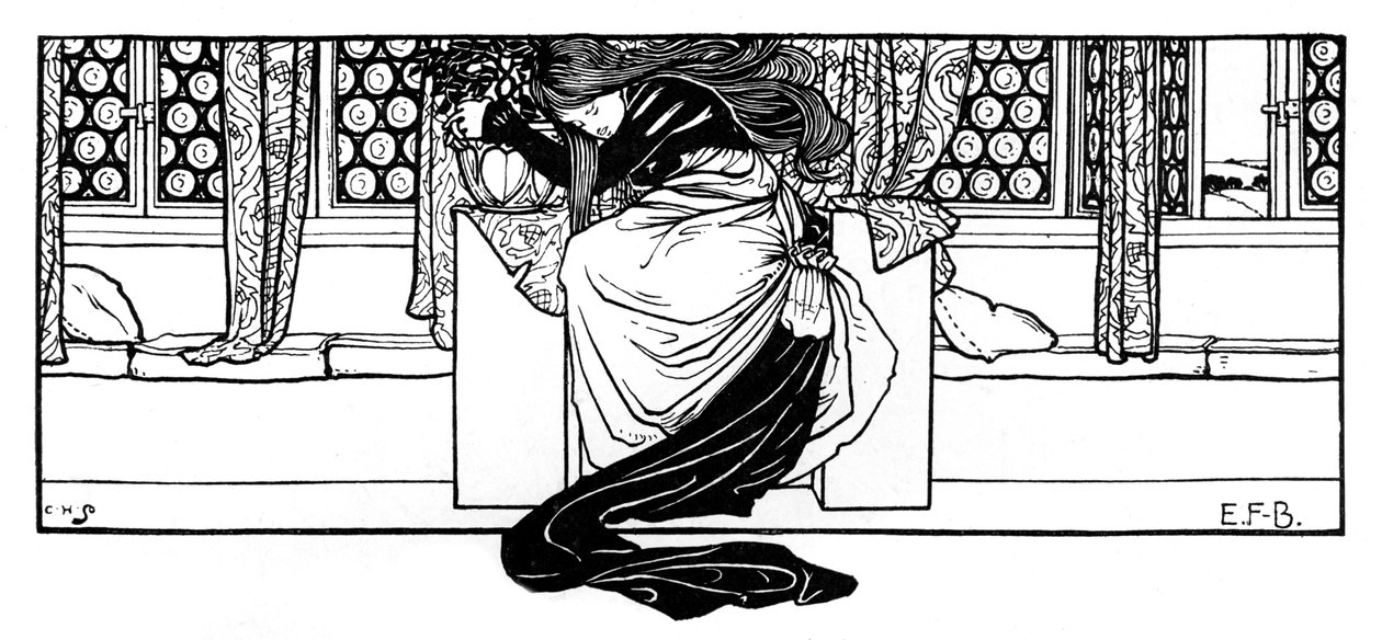 Uma mulher dormindo em uma cadeira, 1898. de Eleanor Fortescue Brickdale