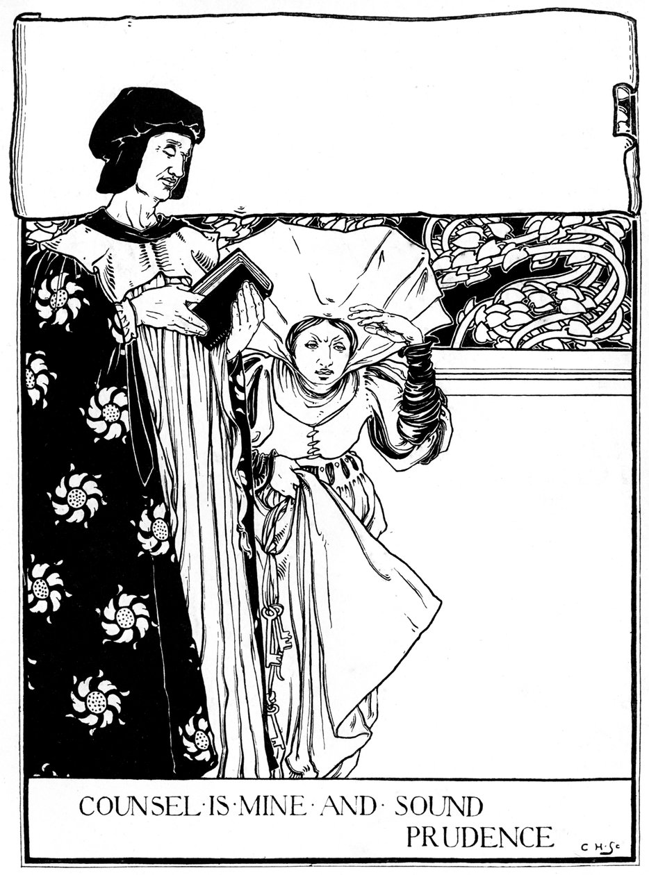 O conselho é meu e prudência sadia, 1898. de Eleanor Fortescue Brickdale