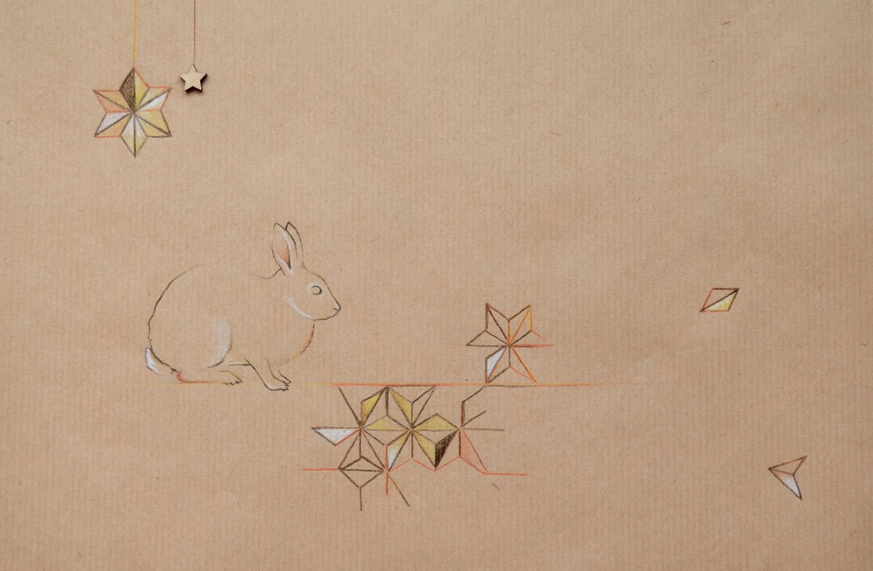Scatter, 2014 (lápis e técnica mista sobre papel) de Eleanor Grafton