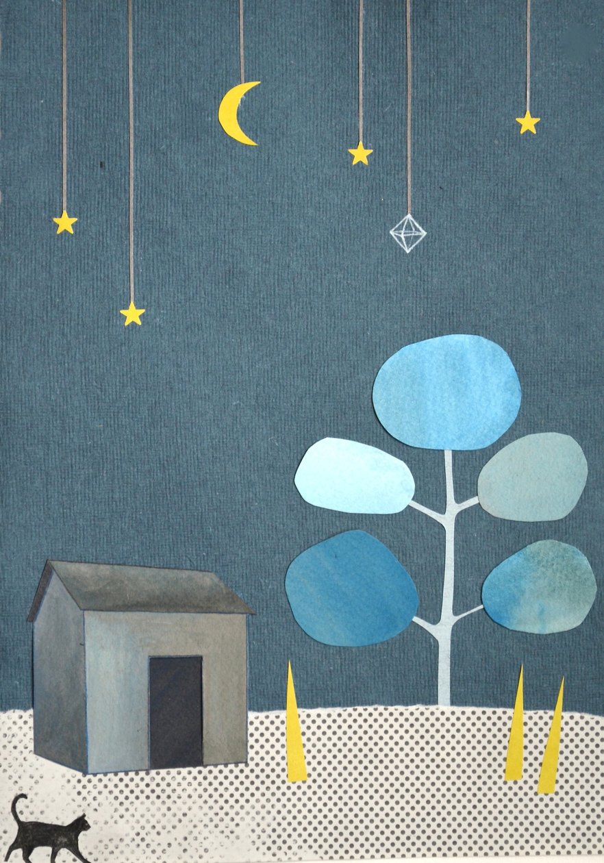 Noite Silenciosa. 2016 (colagem e aguarela sobre papel) de Eleanor Grafton