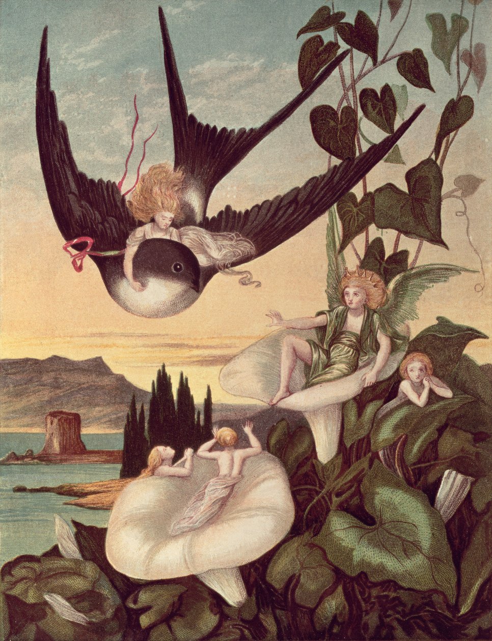 Ilustração de &39;Thumbkinetta&39;, de Hans Christian Andersen (1805-75) c.1872 de Eleanor Vere Boyle