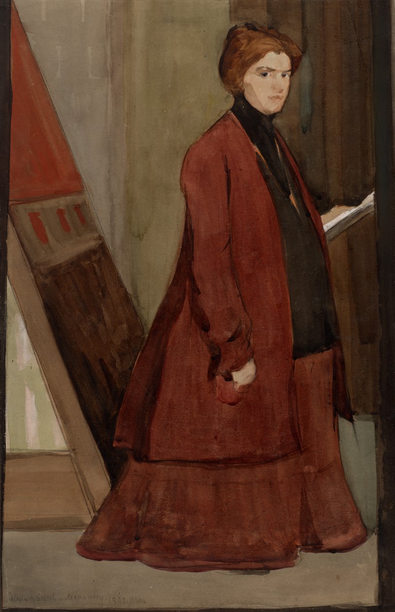 Autorretrato durante a gravidez de Elena Luksch Makowsky