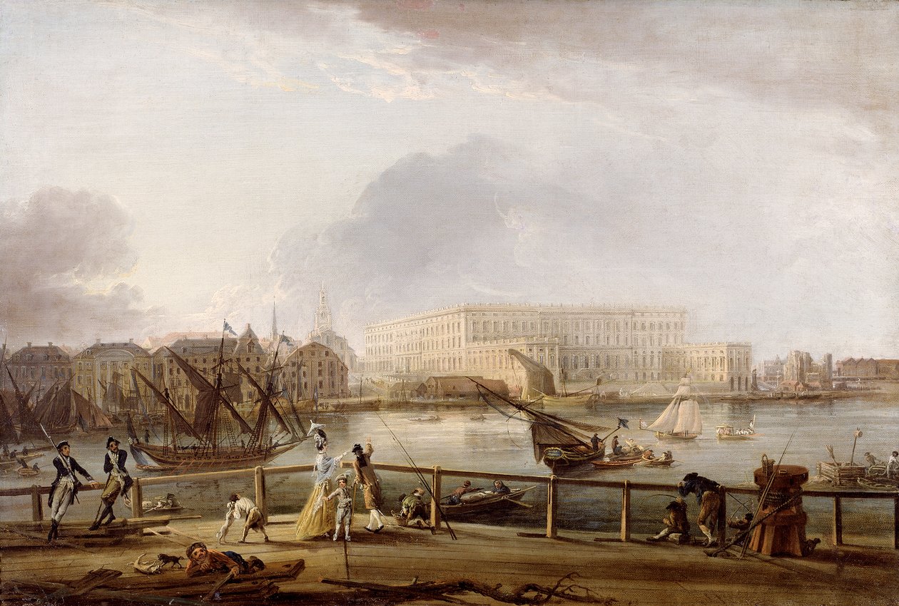 Vista, de, estocolmo, palácio, de, blasieholmen de Elias Martin