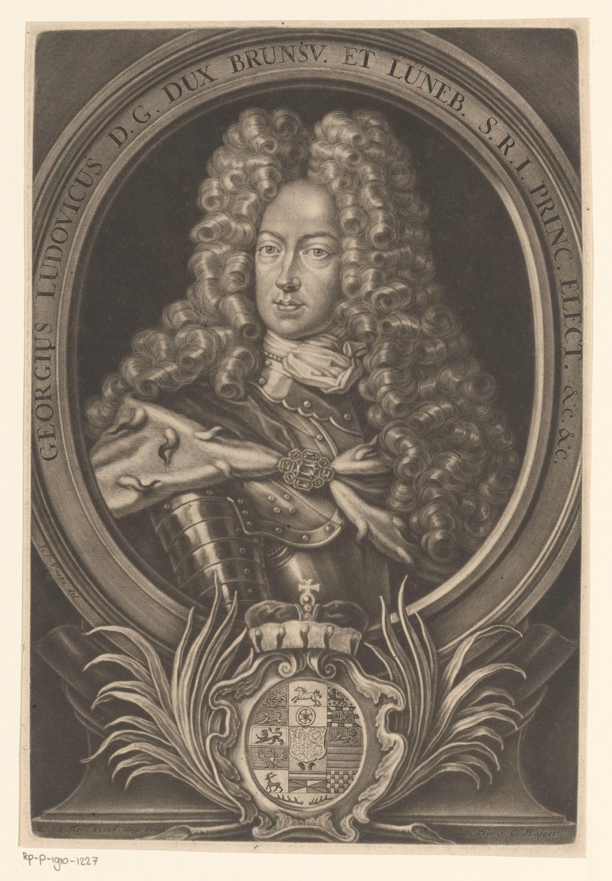 Retrato de Georg Ludwig, rei da Grã-Bretanha e Irlanda de Elias Christopf Heiss