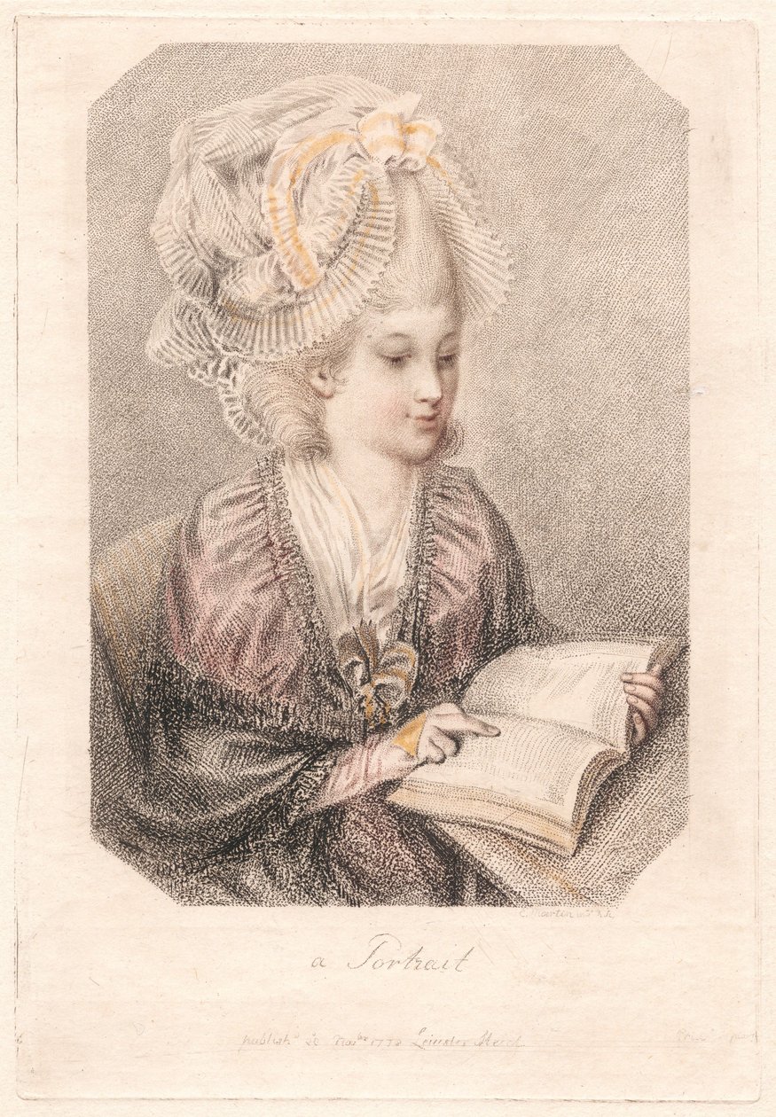 Um retrato (Jovem mulher a ler um livro) de Elias Martin