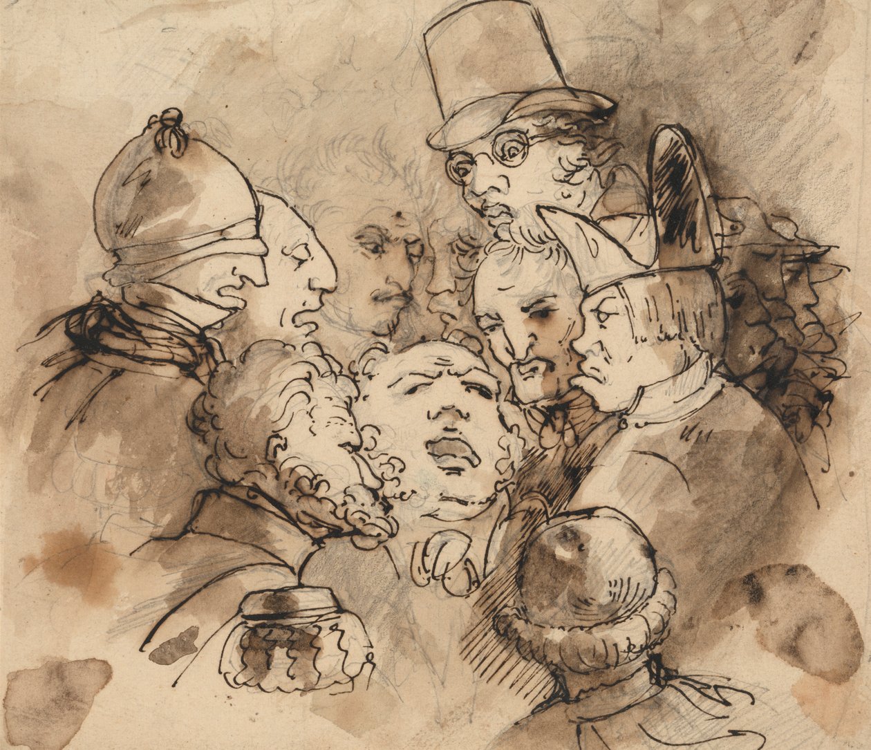 Grupo de cabeças de caricatura de Elias Martin