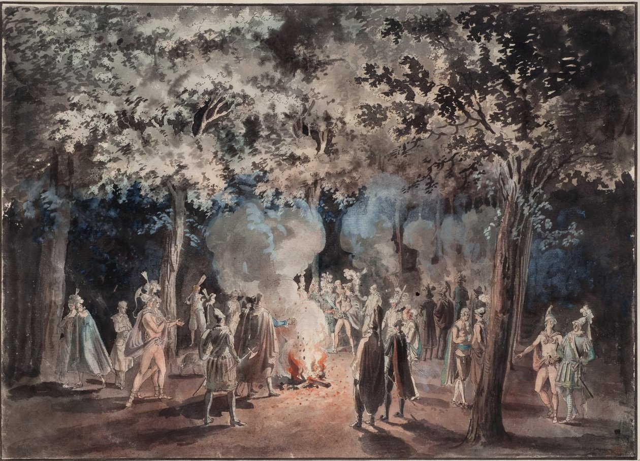 Passeio junto às fogueiras no parque de Drottningholm 1785 de Elias Martin