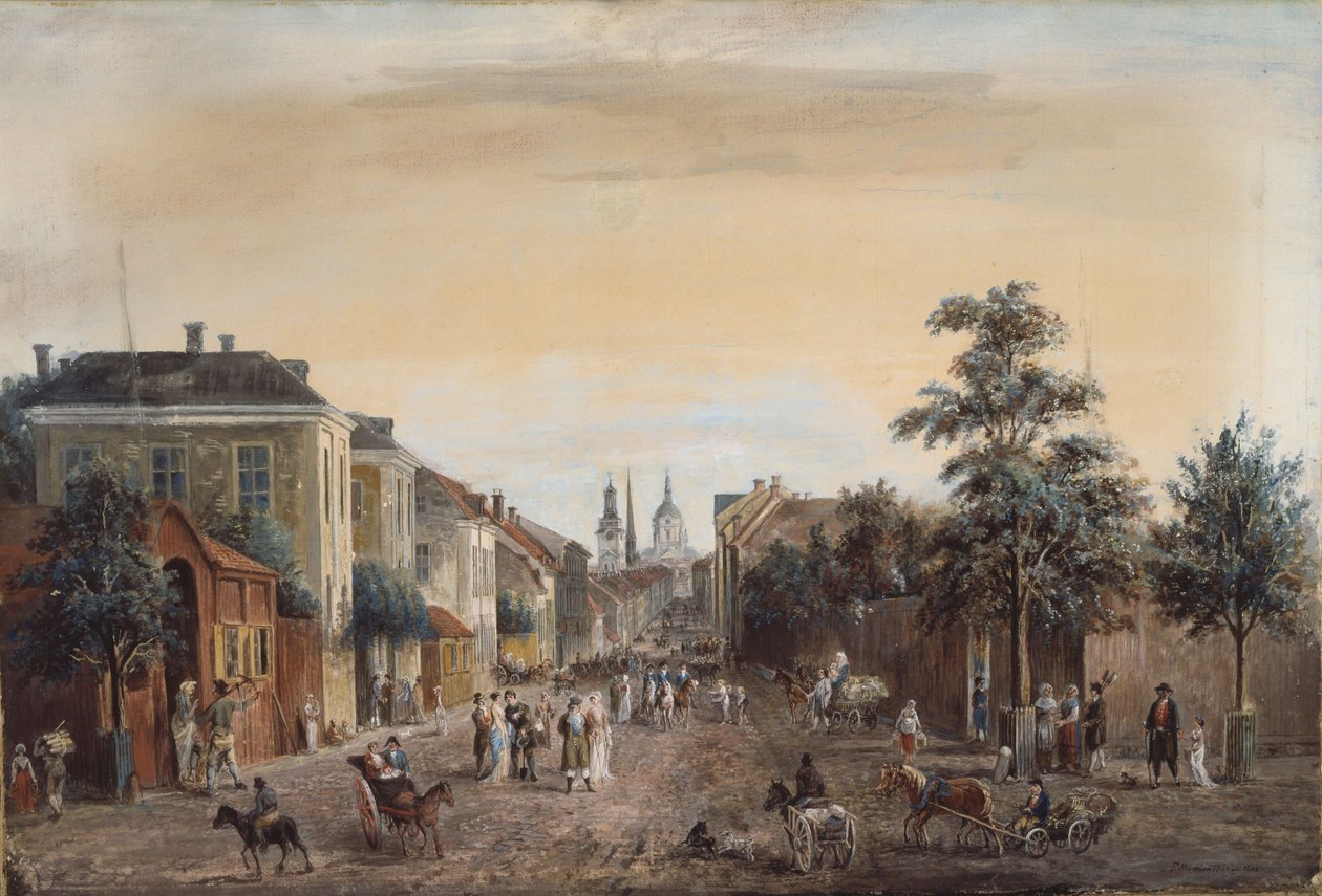 Rua em Estocolmo (Drottninggatan) de Elias Martin