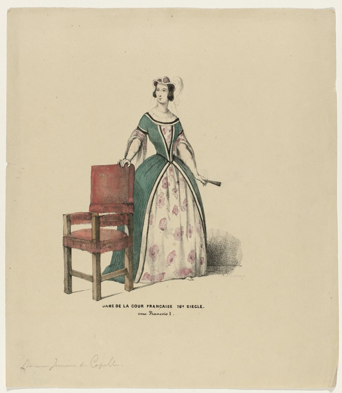 Dame de la Cour Francaise 16th Century. sob François I (título sobre o objecto) de Elias Spanier