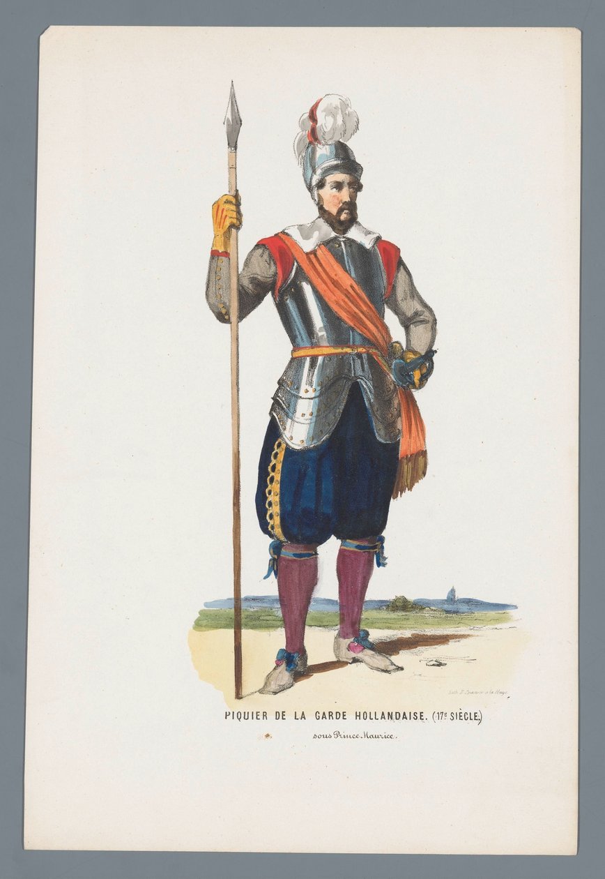 Pikeman da Guarda Holandesa. (século XVII.) sob o Príncipe Maurice (título sobre o objecto) de Elias Spanier