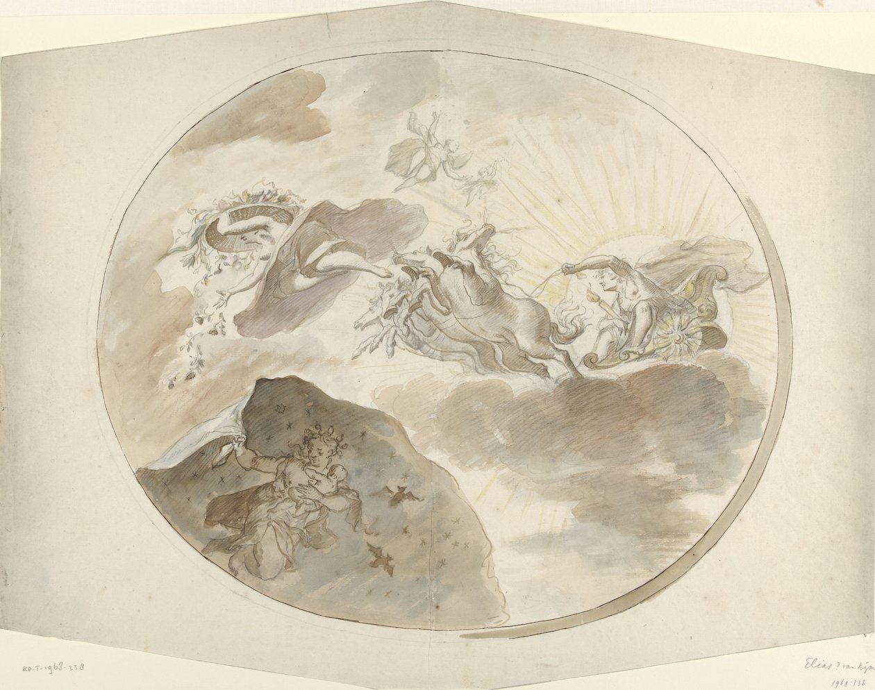 Projeto de pintura de teto com Aurora perseguindo a noite de Elias van Nijmegen (possibly)