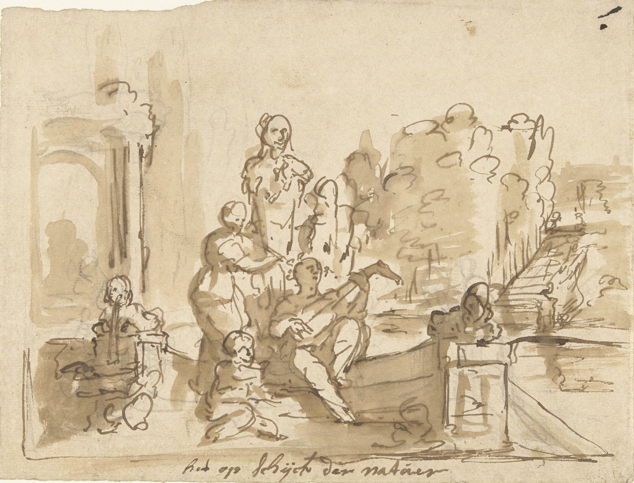 Alegoria com figuras musicais em um jardim de Elias van Nijmegen