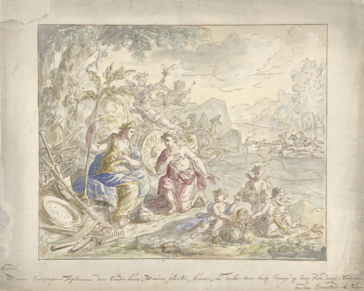 Desenho para uma pintura de sala com alegoria sobre a Terra de Elias van Nijmegen