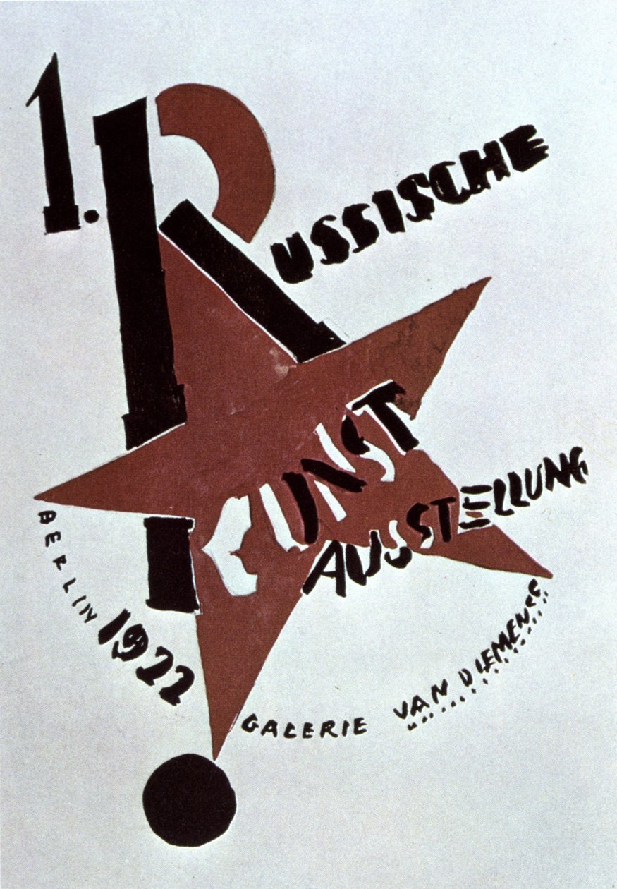 Desenho de Lazar Lissitzky para a capa do catálogo da Primeira Exposição de Arte Russa, Berlim de Eliezer Markowich (1890 1941) Lissitzky