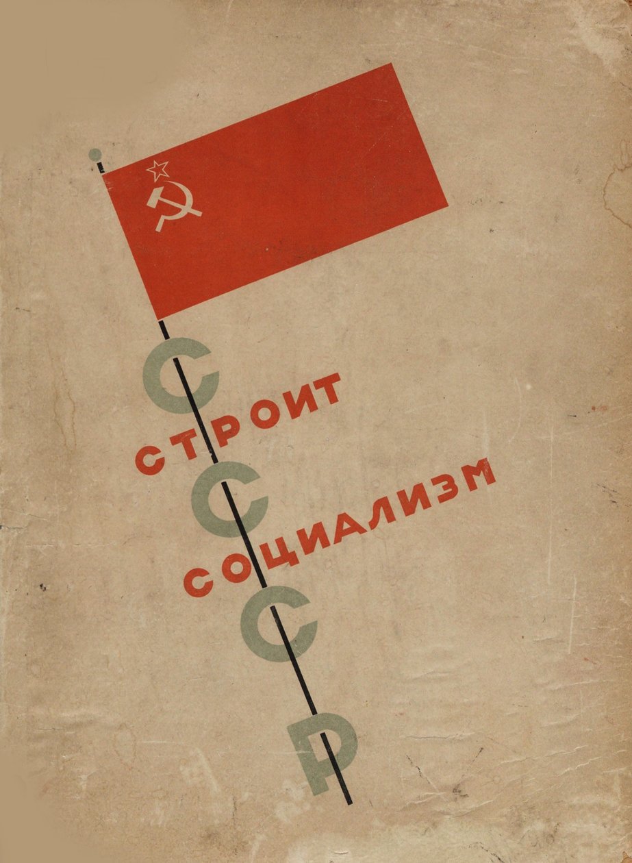Design da capa URSS Builds Socialism, 1933. de Eliezer Markowich Lissitzky