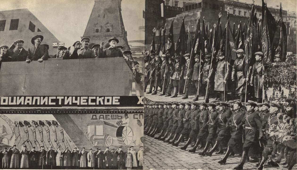 Ilustração da URSS Builds Socialism, 1933. de Eliezer Markowich Lissitzky